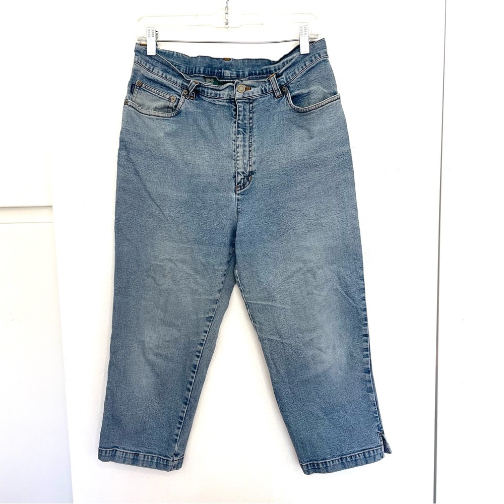 Lauren Jeans Co. High-Rise Straight Leg Cropped Denim Jeans – Size 14